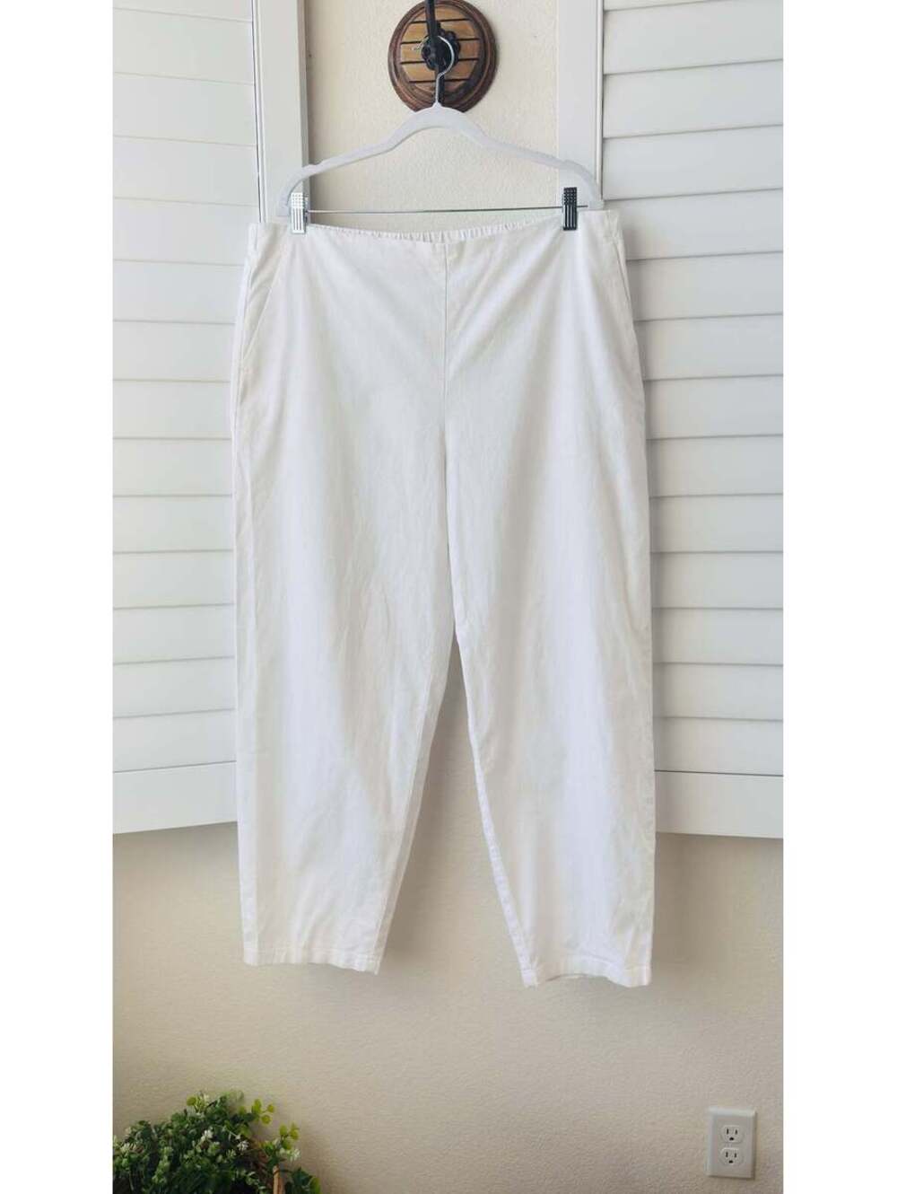 Eileen Fisher White Organic Cotton Hemp Pants Size XL